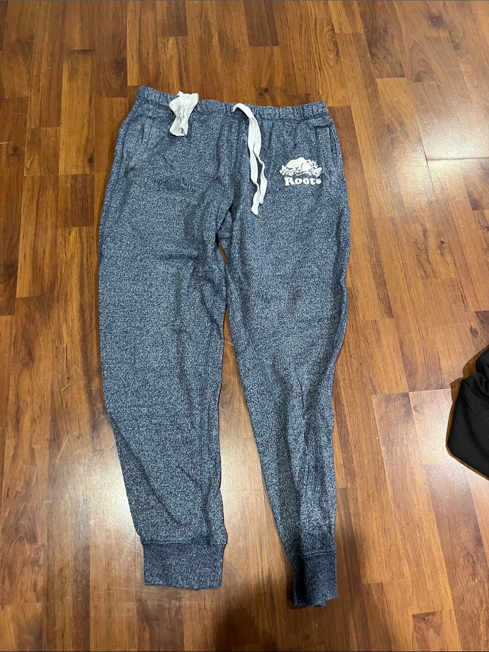 Roots Kids Navy Heather Jogger Sweatpants with White Logo